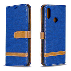 Funda de Cuero Cartera con Soporte Carcasa B16F para Samsung Galaxy M01s Azul