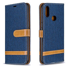 Funda de Cuero Cartera con Soporte Carcasa B16F para Samsung Galaxy M01s Azul Real