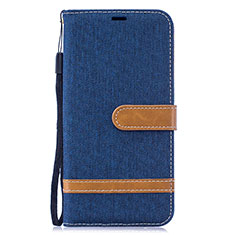 Funda de Cuero Cartera con Soporte Carcasa B16F para Samsung Galaxy M10 Azul Real