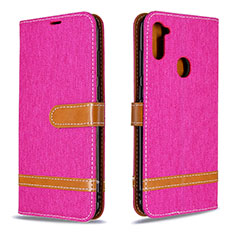 Funda de Cuero Cartera con Soporte Carcasa B16F para Samsung Galaxy M11 Rosa Roja