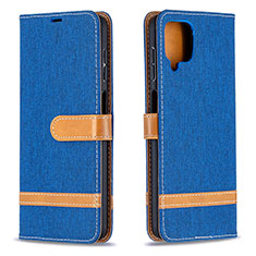 Funda de Cuero Cartera con Soporte Carcasa B16F para Samsung Galaxy M12 Azul