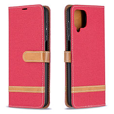 Funda de Cuero Cartera con Soporte Carcasa B16F para Samsung Galaxy M12 Rojo