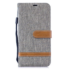 Funda de Cuero Cartera con Soporte Carcasa B16F para Samsung Galaxy M20 Gris