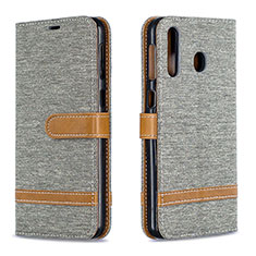 Funda de Cuero Cartera con Soporte Carcasa B16F para Samsung Galaxy M30 Gris