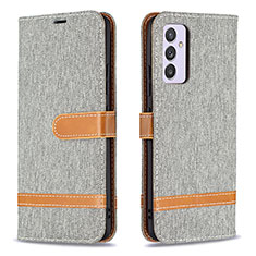 Funda de Cuero Cartera con Soporte Carcasa B16F para Samsung Galaxy M54 5G Gris