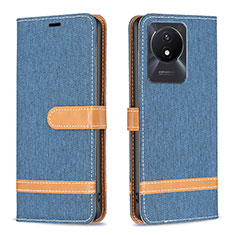 Funda de Cuero Cartera con Soporte Carcasa B16F para Vivo Y02A Azul