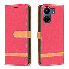 Funda de Cuero Cartera con Soporte Carcasa B16F para Xiaomi Poco C65 Rojo