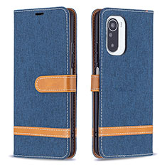 Funda de Cuero Cartera con Soporte Carcasa B16F para Xiaomi Poco F3 5G Azul Real