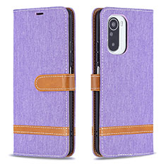 Funda de Cuero Cartera con Soporte Carcasa B16F para Xiaomi Poco F3 5G Purpura Claro