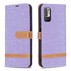 Funda de Cuero Cartera con Soporte Carcasa B16F para Xiaomi POCO M3 Pro 5G Purpura Claro