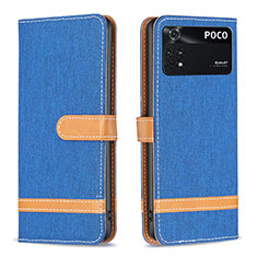 Funda de Cuero Cartera con Soporte Carcasa B16F para Xiaomi Poco M4 Pro 4G Azul