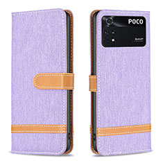 Funda de Cuero Cartera con Soporte Carcasa B16F para Xiaomi Poco M4 Pro 4G Purpura Claro