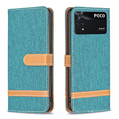 Funda de Cuero Cartera con Soporte Carcasa B16F para Xiaomi Poco M4 Pro 4G Verde