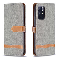 Funda de Cuero Cartera con Soporte Carcasa B16F para Xiaomi Poco M4 Pro 5G Gris