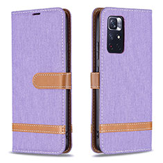 Funda de Cuero Cartera con Soporte Carcasa B16F para Xiaomi Poco M4 Pro 5G Purpura Claro