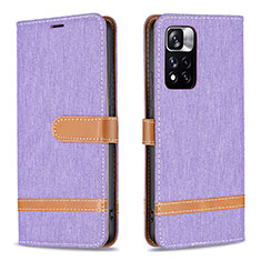 Funda de Cuero Cartera con Soporte Carcasa B16F para Xiaomi Poco X4 NFC Purpura Claro