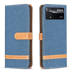 Funda de Cuero Cartera con Soporte Carcasa B16F para Xiaomi Poco X4 Pro 5G Azul Real