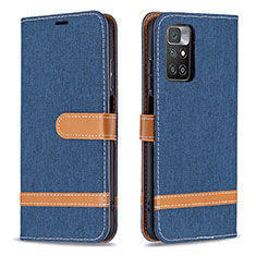 Funda de Cuero Cartera con Soporte Carcasa B16F para Xiaomi Redmi 10 (2022) Azul Real