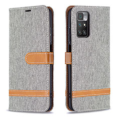 Funda de Cuero Cartera con Soporte Carcasa B16F para Xiaomi Redmi 10 (2022) Gris