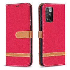 Funda de Cuero Cartera con Soporte Carcasa B16F para Xiaomi Redmi 10 (2022) Rojo