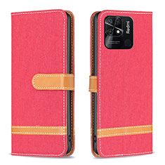 Funda de Cuero Cartera con Soporte Carcasa B16F para Xiaomi Redmi 10C 4G Rojo