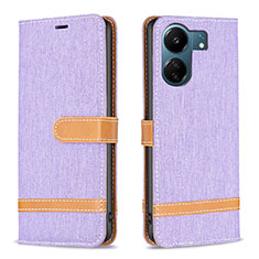 Funda de Cuero Cartera con Soporte Carcasa B16F para Xiaomi Redmi 13C Purpura Claro