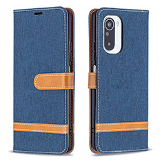 Funda de Cuero Cartera con Soporte Carcasa B16F para Xiaomi Redmi K40 5G Azul Real