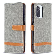 Funda de Cuero Cartera con Soporte Carcasa B16F para Xiaomi Redmi K40 5G Gris