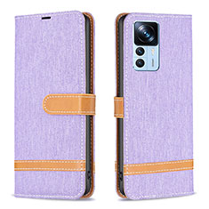 Funda de Cuero Cartera con Soporte Carcasa B16F para Xiaomi Redmi K50 Ultra 5G Purpura Claro