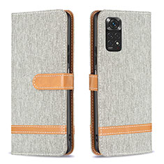 Funda de Cuero Cartera con Soporte Carcasa B16F para Xiaomi Redmi Note 11 4G (2022) Gris