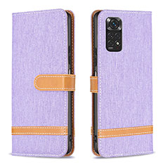 Funda de Cuero Cartera con Soporte Carcasa B16F para Xiaomi Redmi Note 11 4G (2022) Purpura Claro