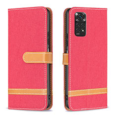 Funda de Cuero Cartera con Soporte Carcasa B16F para Xiaomi Redmi Note 11 4G (2022) Rojo