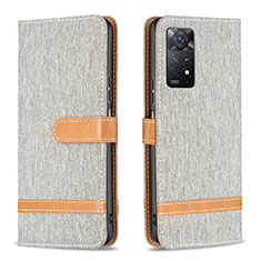 Funda de Cuero Cartera con Soporte Carcasa B16F para Xiaomi Redmi Note 11 Pro 4G Gris