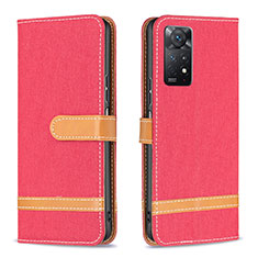 Funda de Cuero Cartera con Soporte Carcasa B16F para Xiaomi Redmi Note 11 Pro 4G Rojo