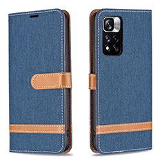 Funda de Cuero Cartera con Soporte Carcasa B16F para Xiaomi Redmi Note 11 Pro+ Plus 5G Azul Real