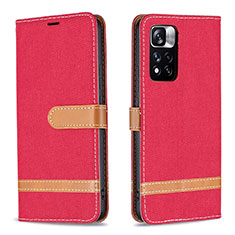 Funda de Cuero Cartera con Soporte Carcasa B16F para Xiaomi Redmi Note 11 Pro+ Plus 5G Rojo