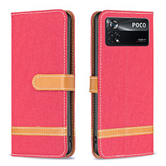 Funda de Cuero Cartera con Soporte Carcasa B16F para Xiaomi Redmi Note 11E Pro 5G Rojo