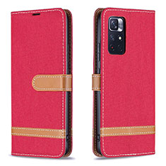 Funda de Cuero Cartera con Soporte Carcasa B16F para Xiaomi Redmi Note 11T 5G Rojo