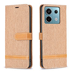 Funda de Cuero Cartera con Soporte Carcasa B16F para Xiaomi Redmi Note 13 Pro 5G Oro