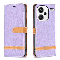 Funda de Cuero Cartera con Soporte Carcasa B16F para Xiaomi Redmi Note 13 Pro+ Plus 5G Purpura Claro