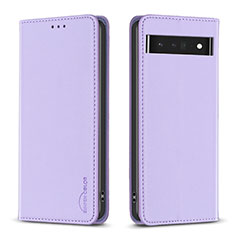 Funda de Cuero Cartera con Soporte Carcasa B17F para Google Pixel 7 Pro 5G Purpura Claro