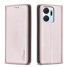 Funda de Cuero Cartera con Soporte Carcasa B17F para Huawei Honor X7a Oro Rosa