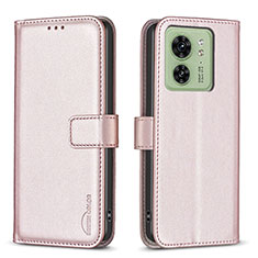 Funda de Cuero Cartera con Soporte Carcasa B17F para Motorola Moto Edge (2023) 5G Oro Rosa