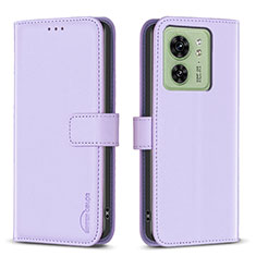 Funda de Cuero Cartera con Soporte Carcasa B17F para Motorola Moto Edge (2023) 5G Purpura Claro