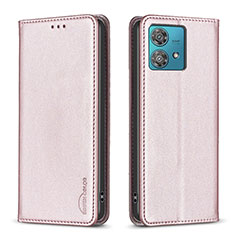 Funda de Cuero Cartera con Soporte Carcasa B17F para Motorola Moto Edge 40 Neo 5G Oro Rosa