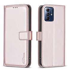 Funda de Cuero Cartera con Soporte Carcasa B17F para Motorola Moto G Play (2023) Oro Rosa