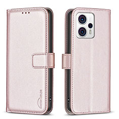 Funda de Cuero Cartera con Soporte Carcasa B17F para Motorola Moto G13 Oro Rosa