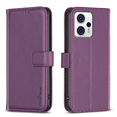 Funda de Cuero Cartera con Soporte Carcasa B17F para Motorola Moto G23 Morado