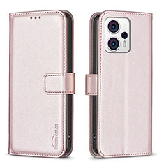 Funda de Cuero Cartera con Soporte Carcasa B17F para Motorola Moto G23 Oro Rosa