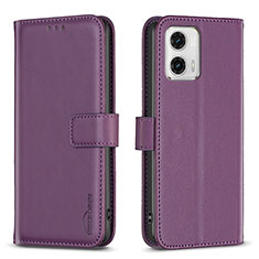 Funda de Cuero Cartera con Soporte Carcasa B17F para Motorola Moto G73 5G Morado